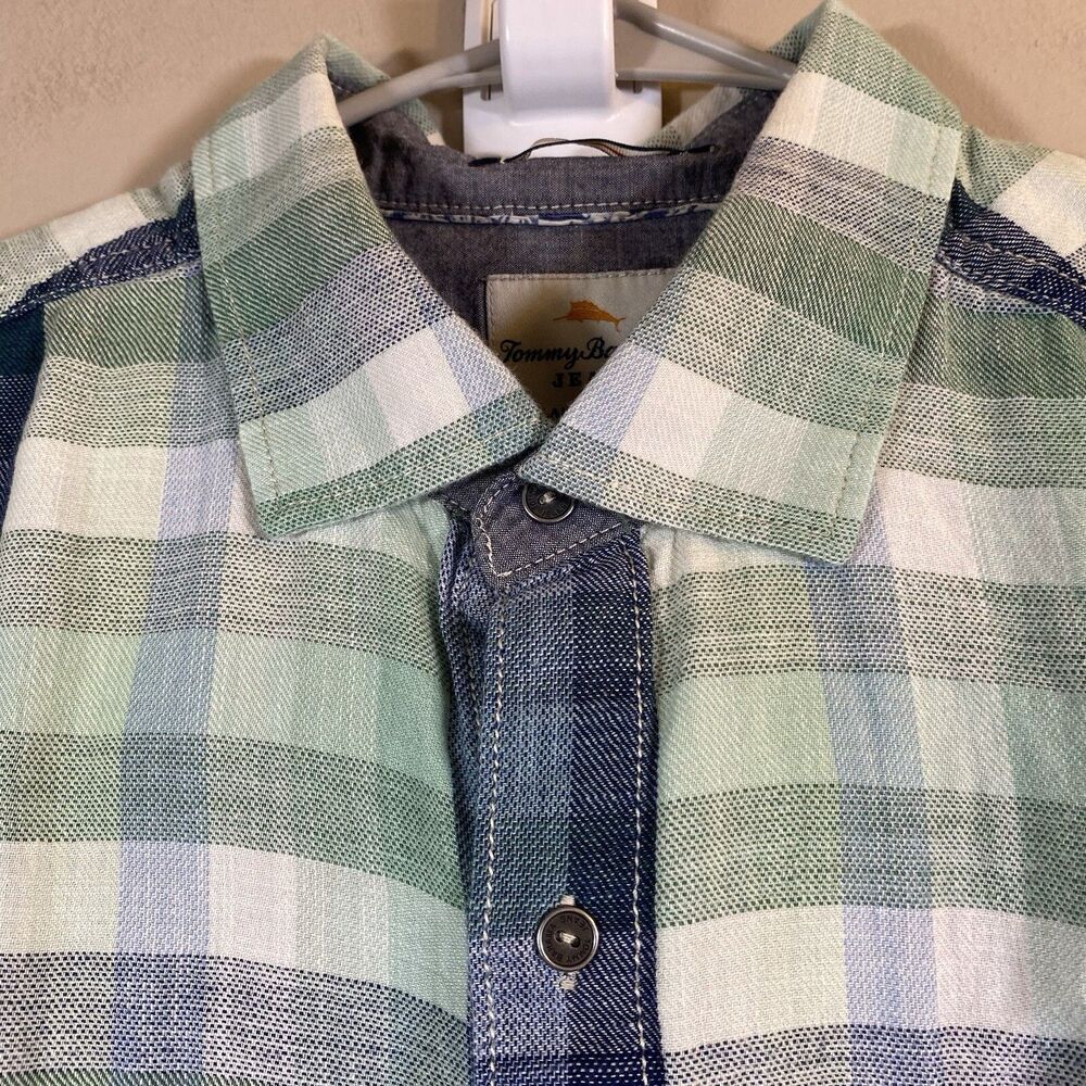 Tommy Bahama Island Crafted Shirt Mens Extra Large XL Short Sleeve Woven Plaid
